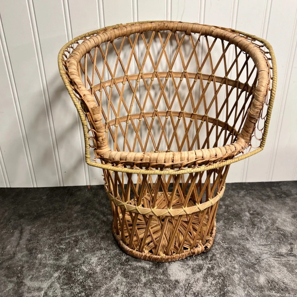 Vintage Wicker Planter Basket | Boho Cottage